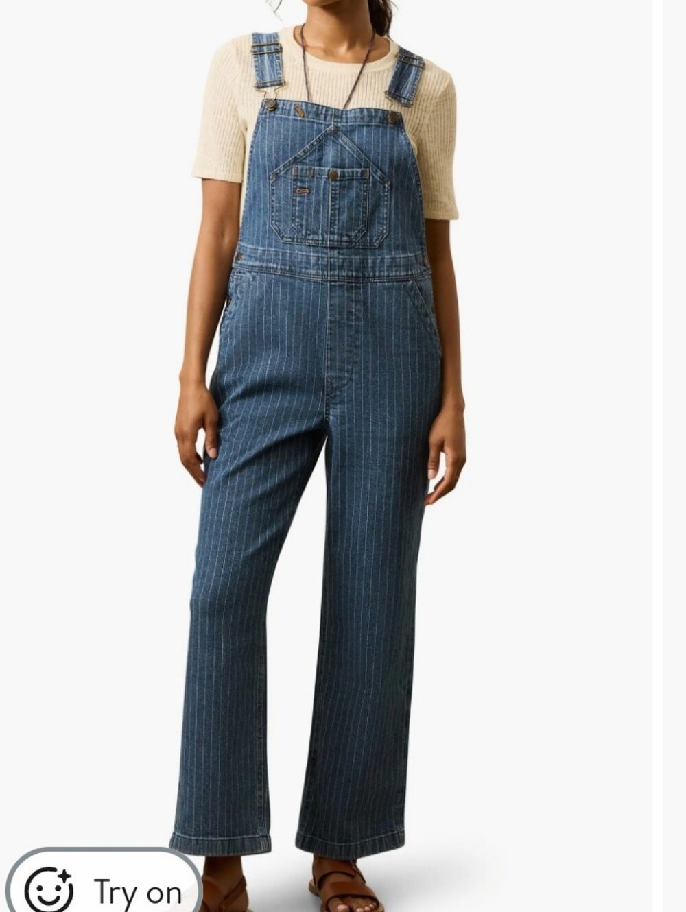 New Faherty Riveter Stripe Denim Overalls Small